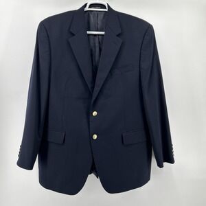 Chaps Sport Coat Jacket Men's 44 Navy Blue Wool Essential Business Formal Preppy
